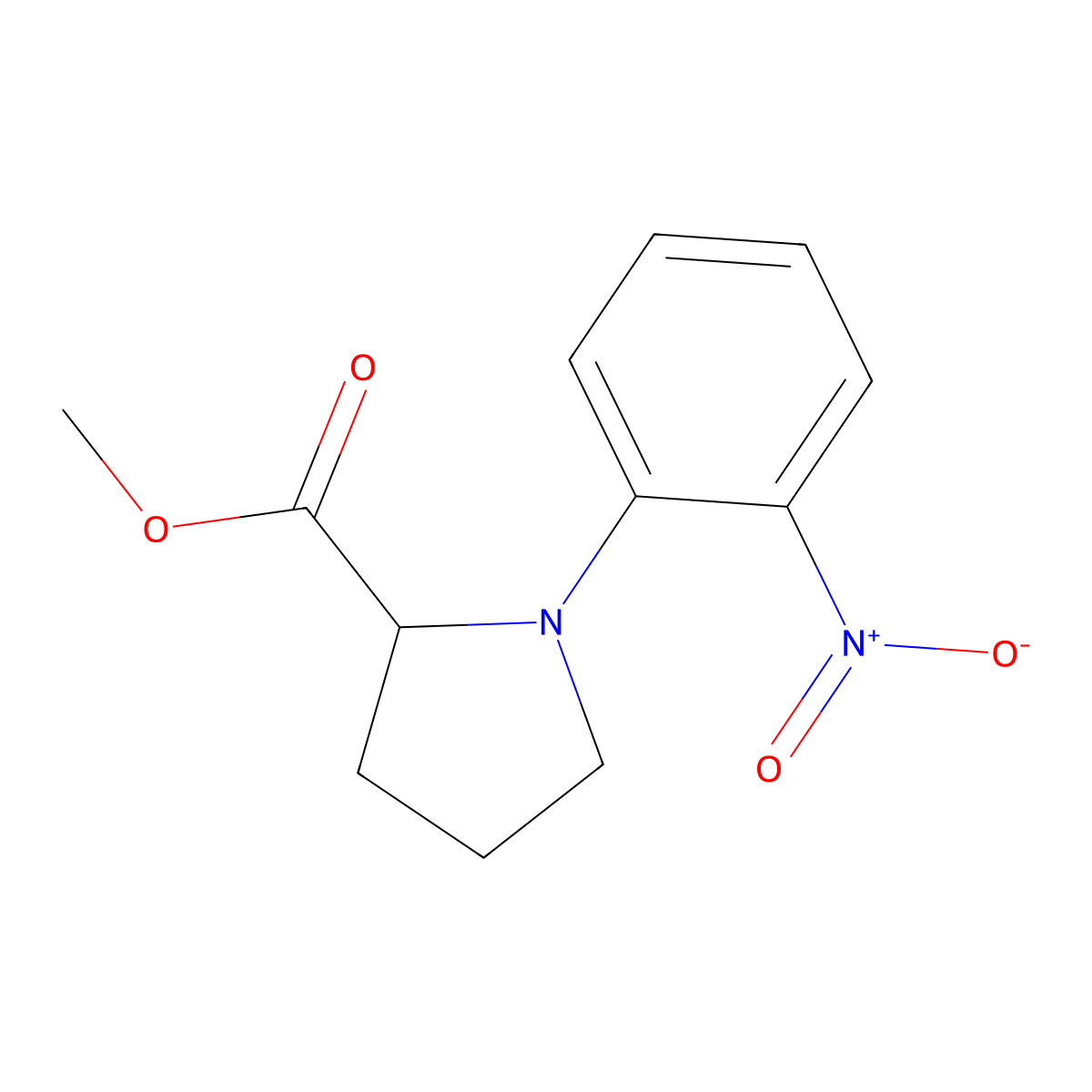 Methyl 1-(2-nitrophenyl)pyrrolidine-2-carboxylate molecular structure, CAS 2639571-81-4