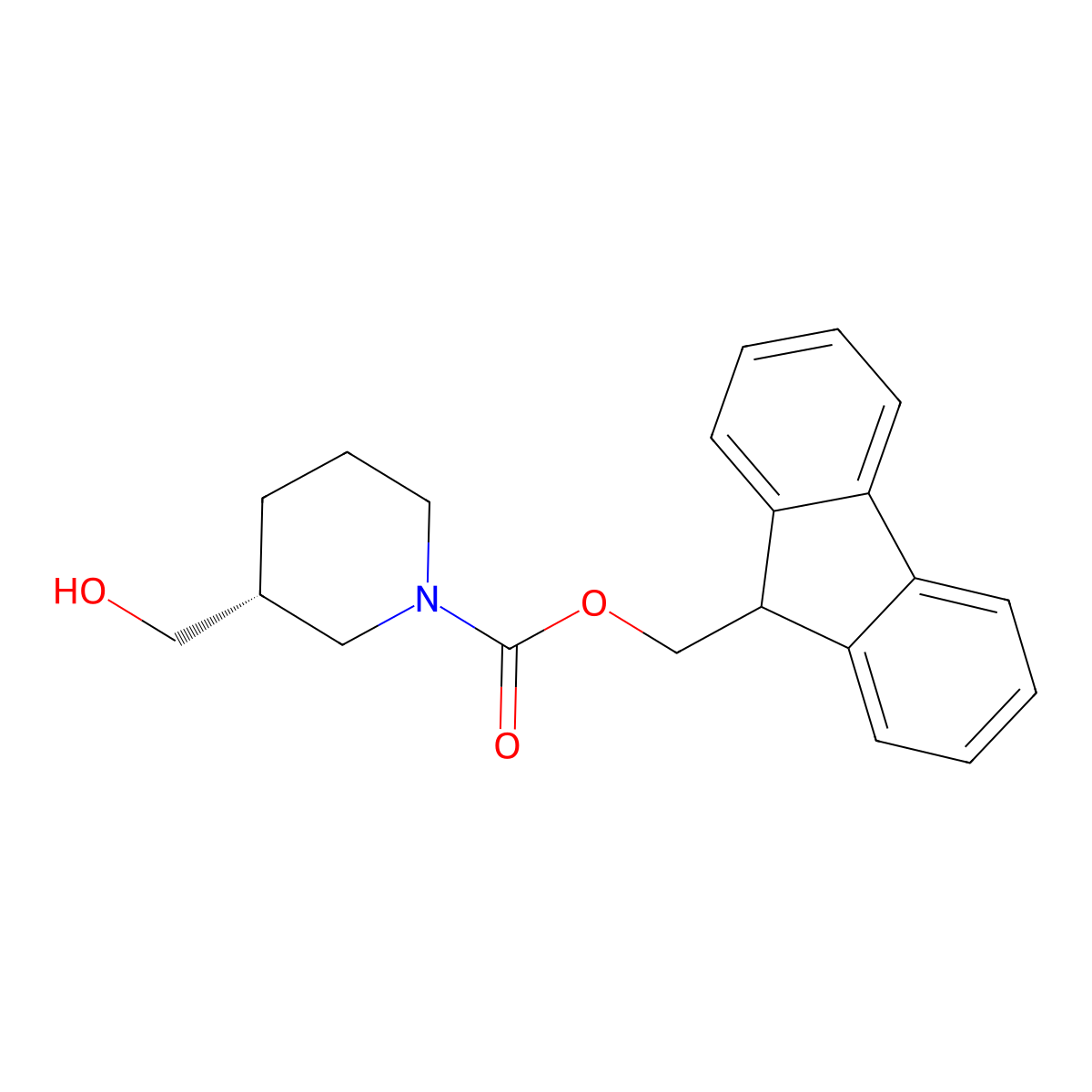 (9H-fluoren-9-yl)methyl (3R)-3-(hydroxymethyl)piperidine-1-carboxylate molecular structure, CAS 2639621-98-8