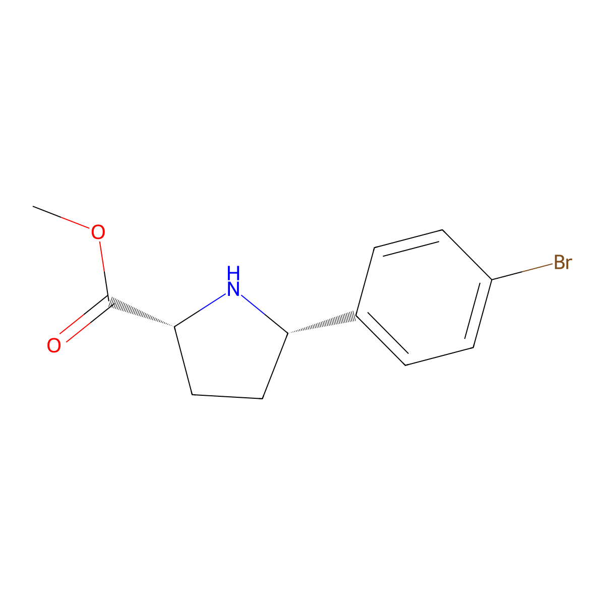 methyl (2R,5S)-5-(4-bromophenyl)pyrrolidine-2-carboxylate molecular structure, CAS 2639622-00-5