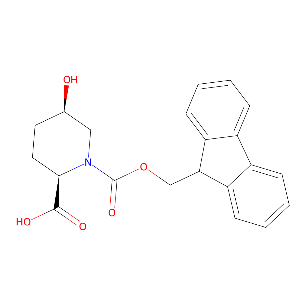 1,2-Piperidinedicarboxylic acid, 5-hydroxy-, 1-(9H-fluoren-9-ylmethyl) ester, (2R,5R)- molecular structure, CAS 2639622-12-9