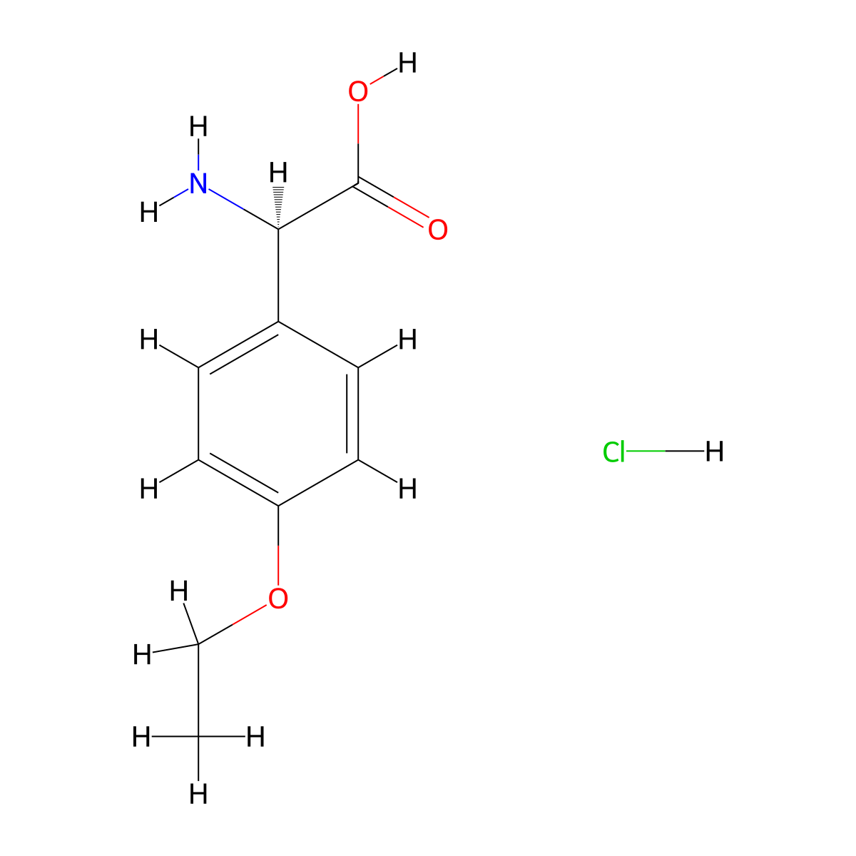 (R)-2-Amino-2-(4-ethoxyphenyl)acetic acid hydrochloride molecular structure, CAS 2639622-15-2