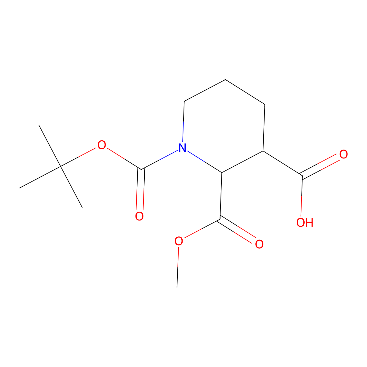 (2S,3R)-1-tert-butoxycarbonyl-2-methoxycarbonyl-piperidine-3-carboxylic acid molecular structure, CAS 2639622-26-5