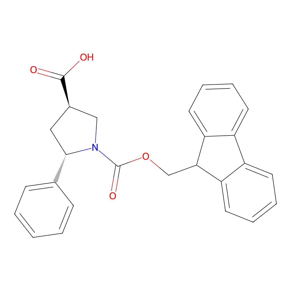 (3R,5S)-1-(((9H-fluoren-9-yl)methoxy)carbonyl)-5-phenylpyrrolidine-3-carboxylic acid molecular structure, CAS 2639622-46-9