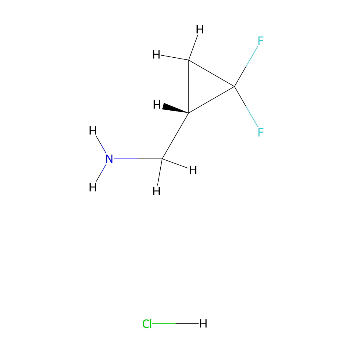 [(1S)-2,2-difluorocyclopropyl]methanamine;hydrochloride molecular structure, CAS 2639622-95-8