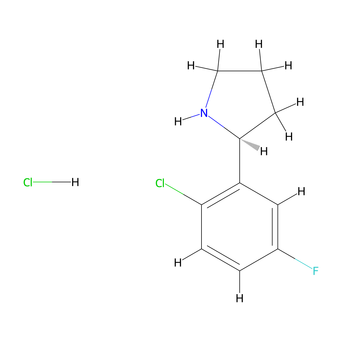 (S)-2-(2-Chloro-5-fluorophenyl)pyrrolidine hydrochloride molecular structure, CAS 2639622-98-1