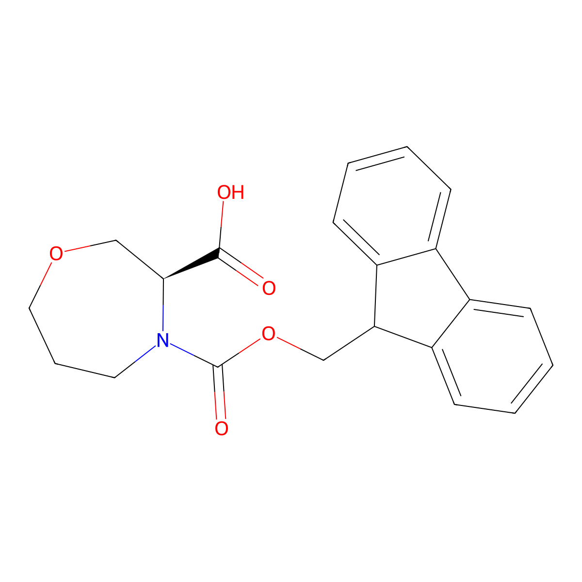 (3S)-4-{[(9H-fluoren-9-yl)methoxy]carbonyl}-1,4-oxazepane-3-carboxylic acid molecular structure, CAS 2639623-14-4