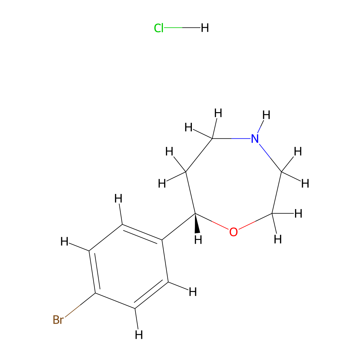 (S)-7-(4-bromophenyl)-1,4-oxazepane hydrochloride molecular structure, CAS 2639623-19-9