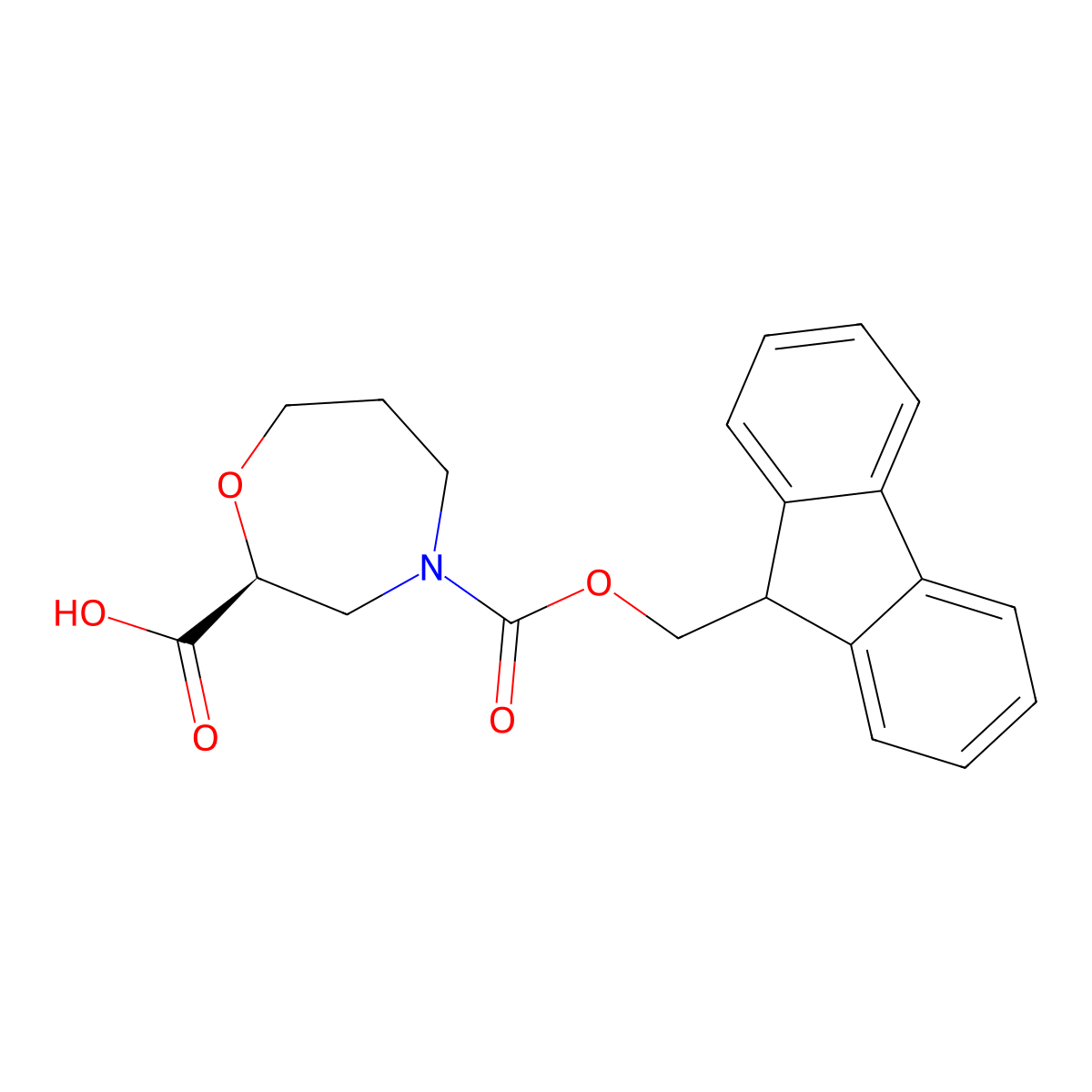 (2S)-4-{[(9H-fluoren-9-yl)methoxy]carbonyl}-1,4-oxazepane-2-carboxylic acid molecular structure, CAS 2639623-69-9