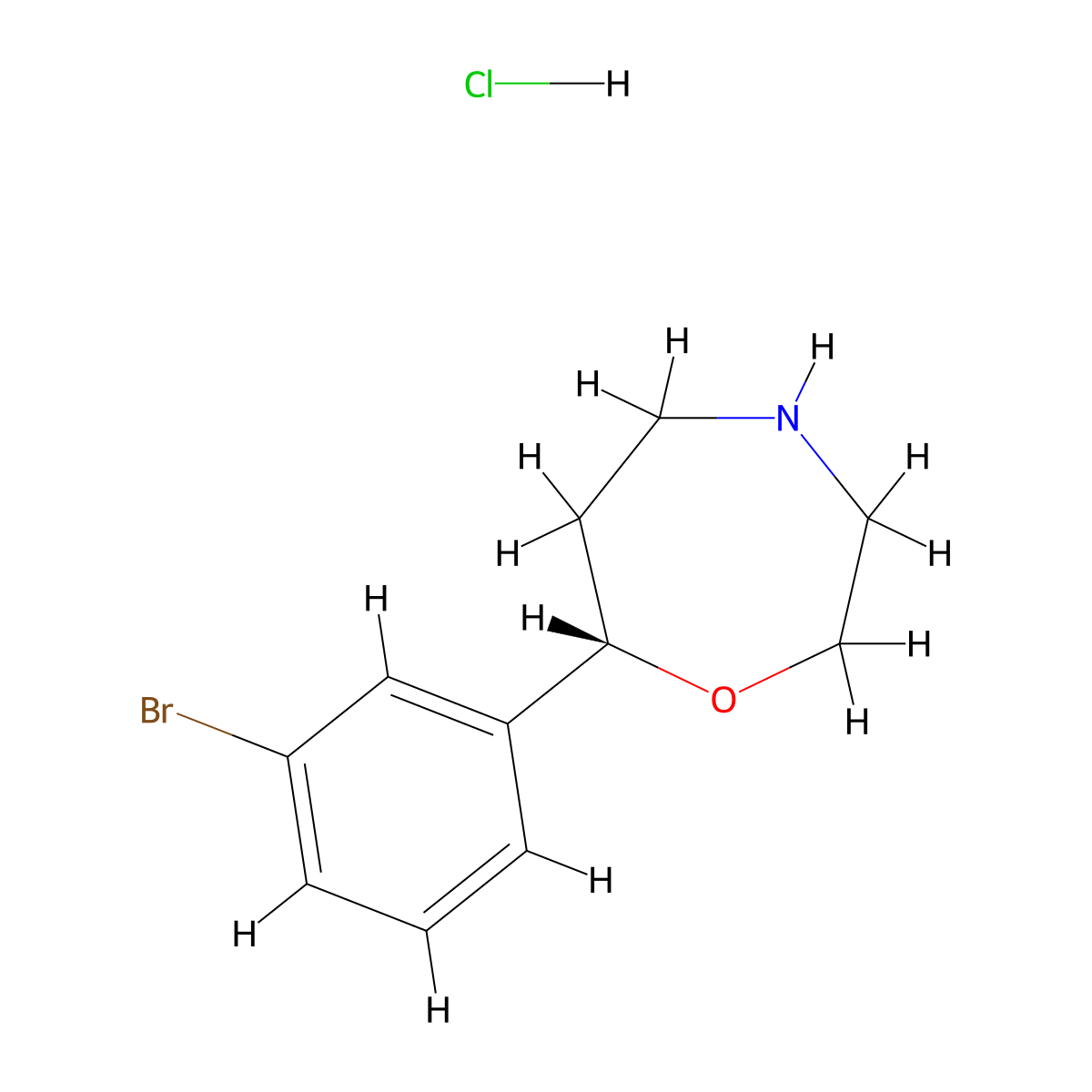 (S)-7-(3-bromophenyl)-1,4-oxazepane hydrochloride molecular structure, CAS 2639623-83-7