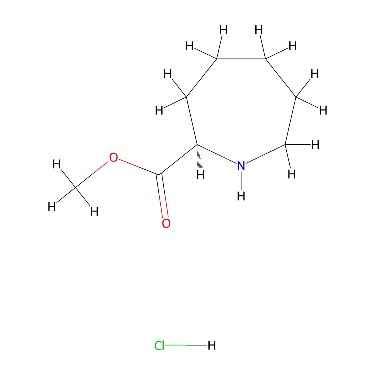 Methyl (R)-Azepane-2-carboxylate HCl molecular structure, CAS 2639624-04-5