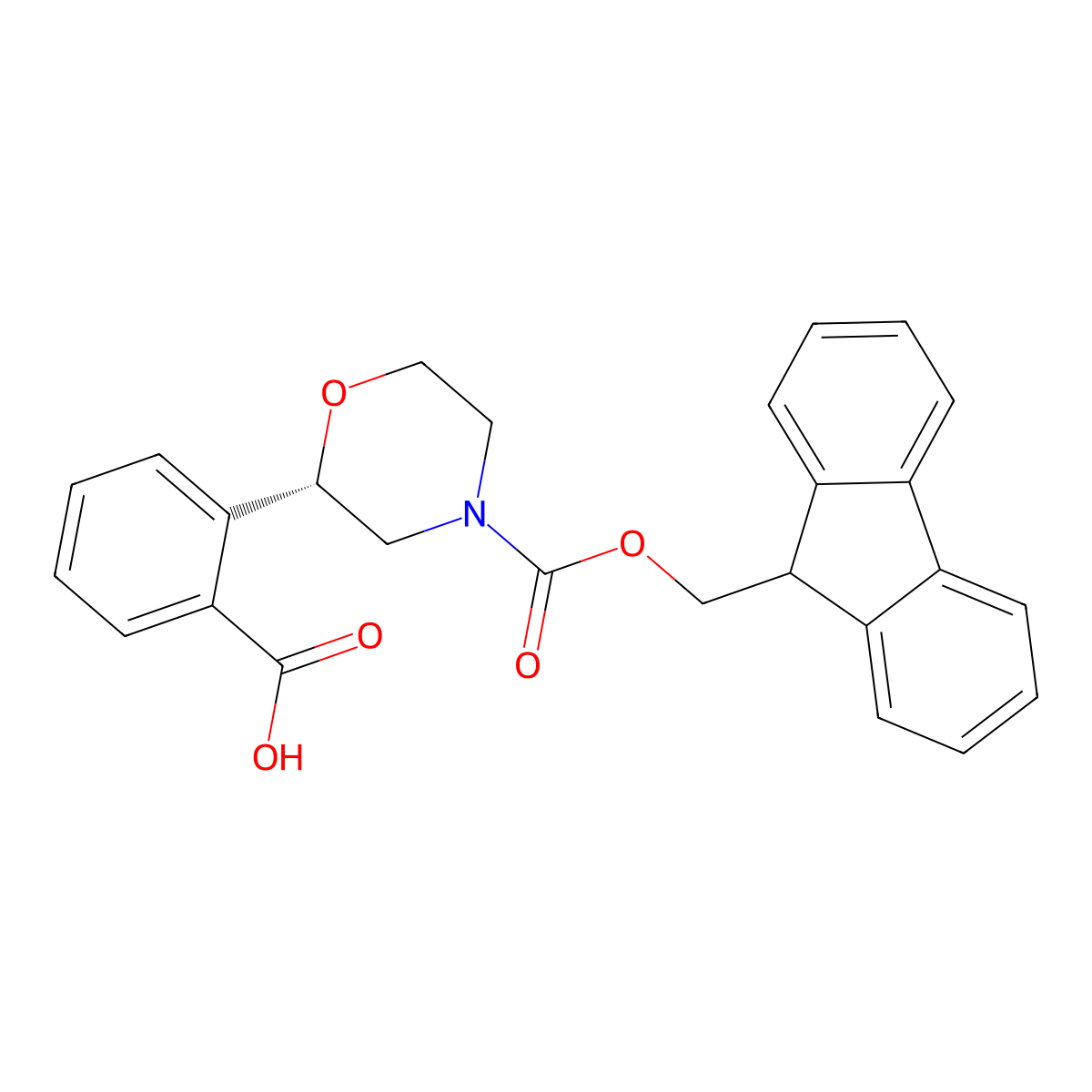 (S)-2-(4-(((9H-fluoren-9-yl)methoxy)carbonyl)morpholin-2-yl)benzoic acid molecular structure, CAS 2639624-52-3