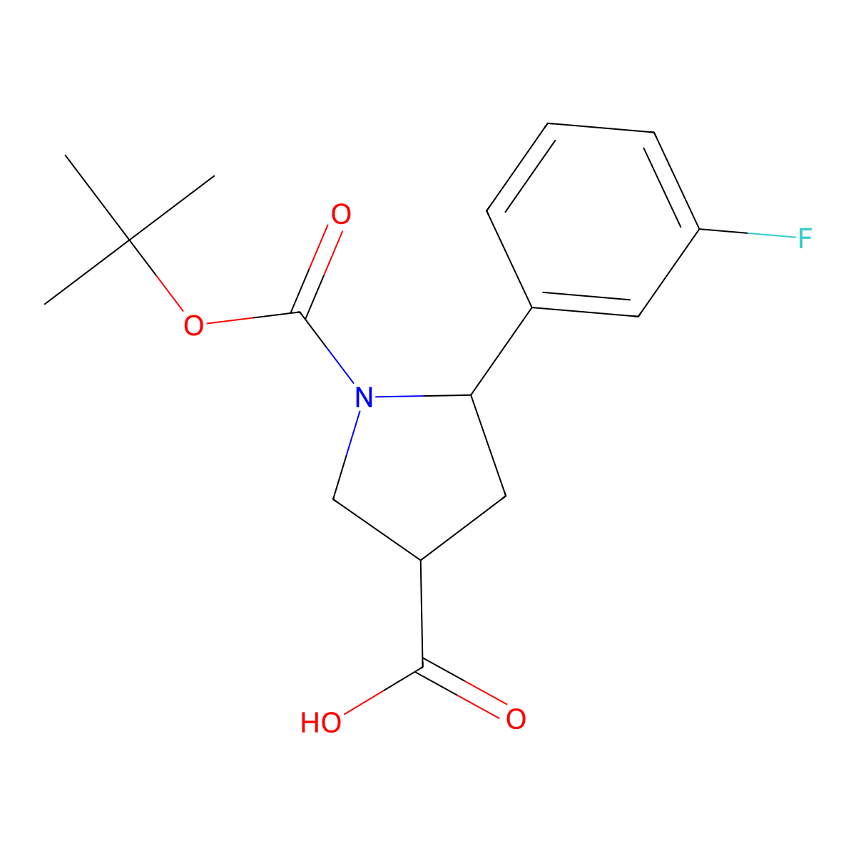 (3R,5S)-1-tert-butoxycarbonyl-5-(3-fluorophenyl)pyrrolidine-3-carboxylic acid molecular structure, CAS 2639624-62-5