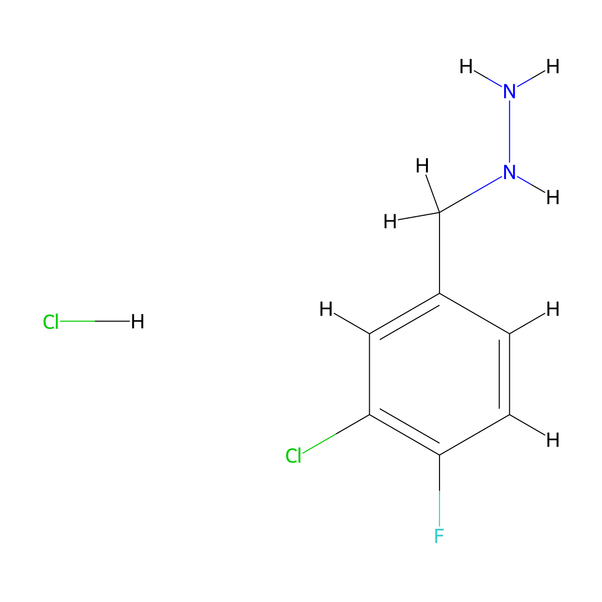 (3-Chloro-4-fluorobenzyl)hydrazine hydrochloride molecular structure, CAS 2639625-61-7