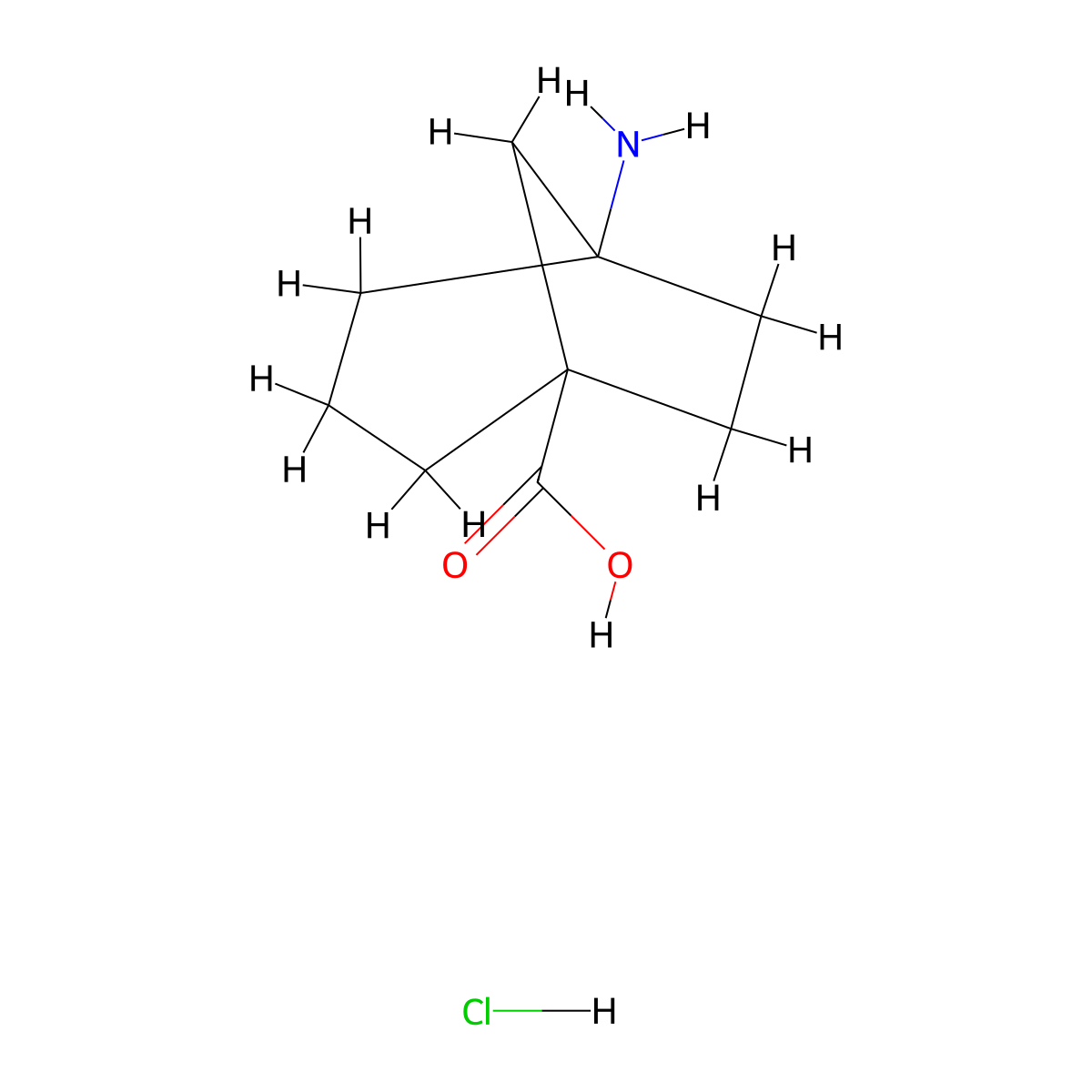 5-Aminobicyclo[3.2.1]octane-1-carboxylic acid hydrochloride molecular structure, CAS 2639625-71-9