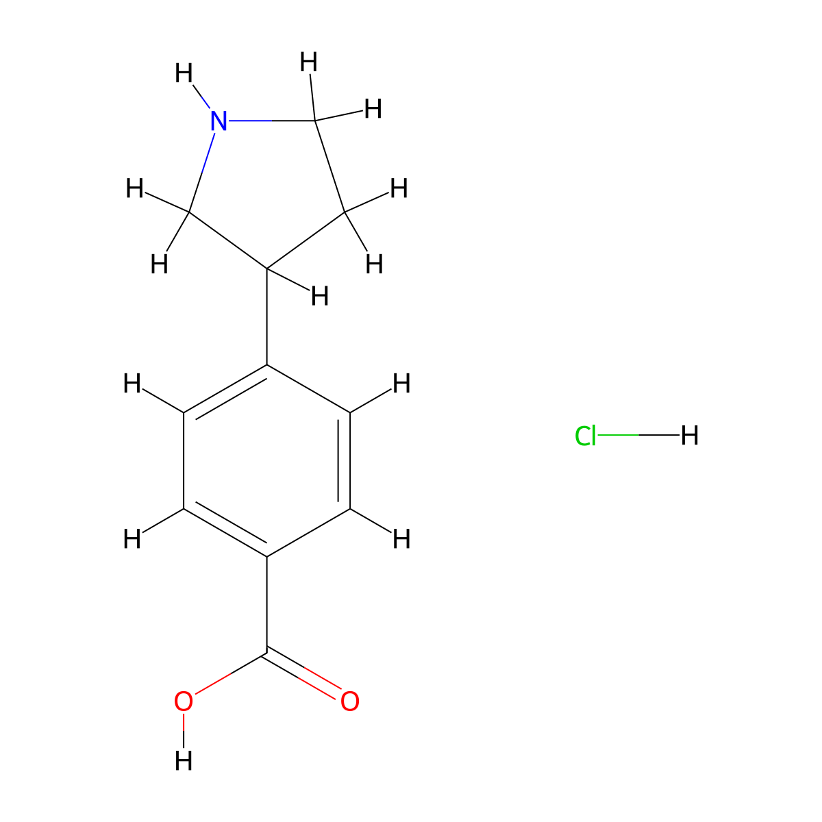 4-(Pyrrolidin-3-yl)benzoic acid hydrochloride molecular structure, CAS 2639626-37-0