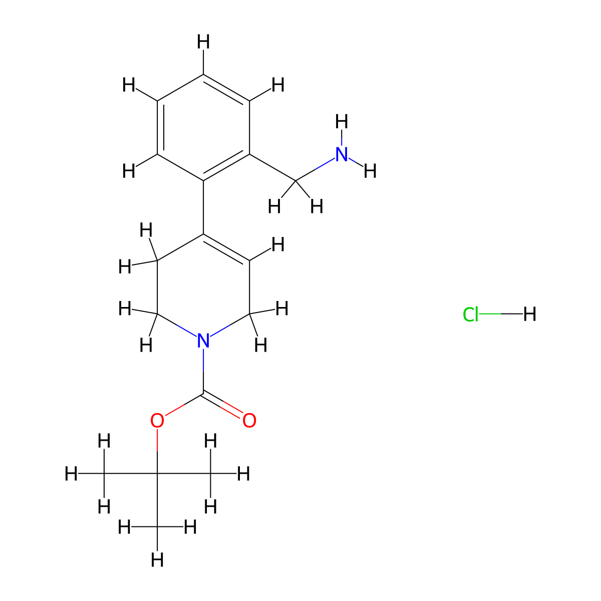tert-butyl 4-(2-(aminomethyl)phenyl)-3,6-dihydropyridine-1(2H)-carboxylate hydrochloride molecular structure, CAS 2639626-81-4