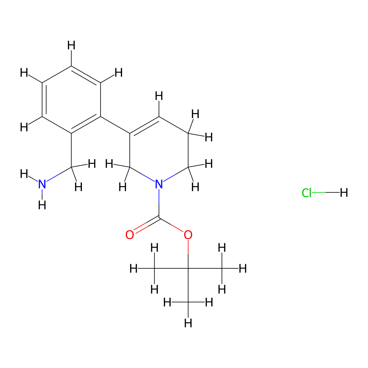 tert-butyl 5-(2-(aminomethyl)phenyl)-3,6-dihydropyridine-1(2H)-carboxylate hydrochloride molecular structure, CAS 2639626-95-0