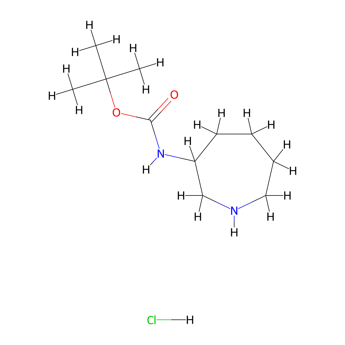 tert-Butyl azepan-3-ylcarbamate hydrochloride molecular structure, CAS 2639627-15-7