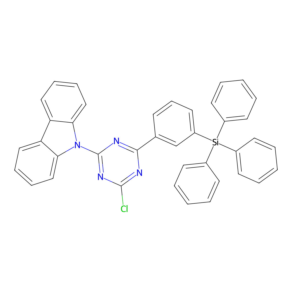 9-(4-Chloro-6-(3-(triphenylsilyl)phenyl)-1,3,5-triazin-2-yl)-9H-carbazole molecular structure, CAS 2639662-47-6
