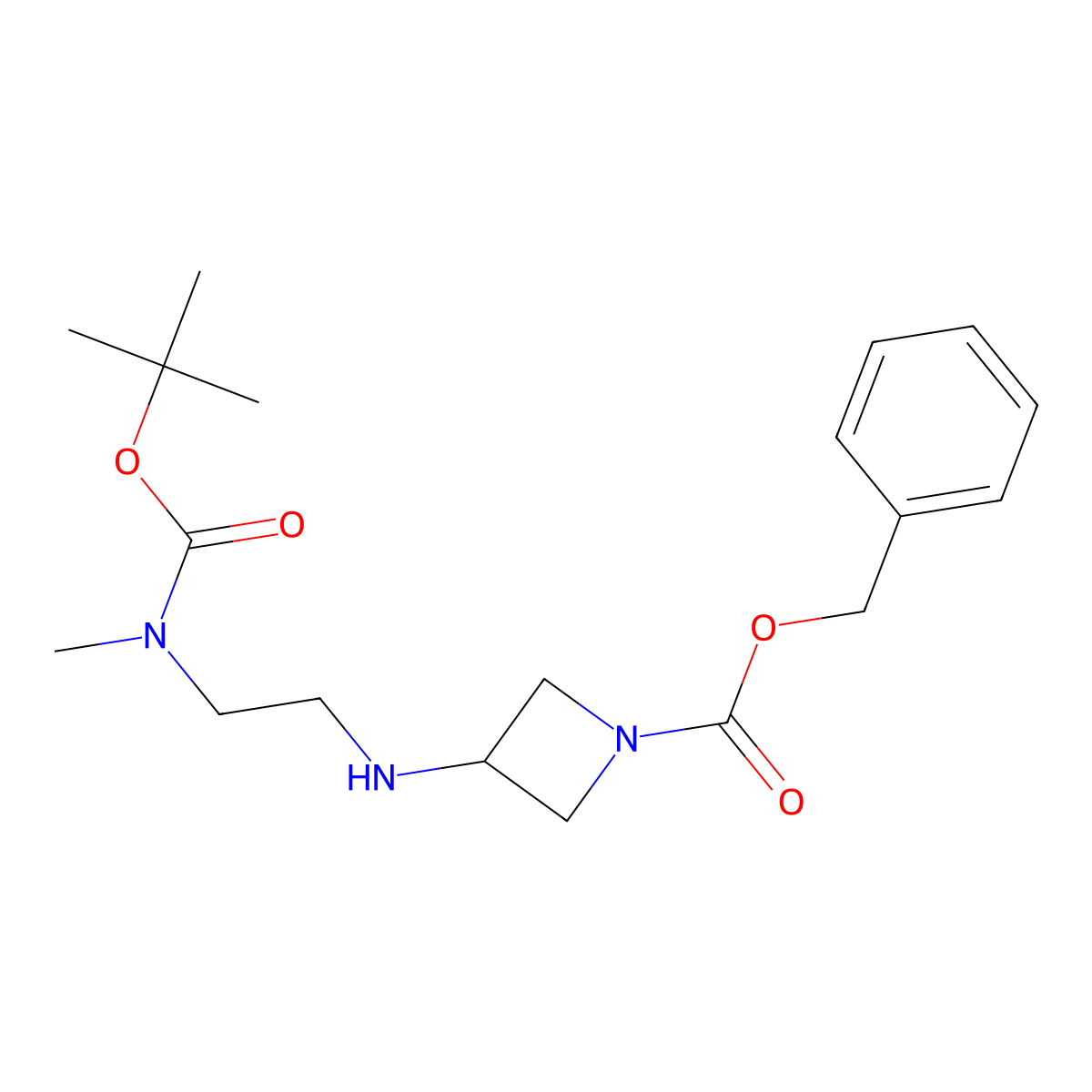 Benzyl 3-((2-((tert-butoxycarbonyl)(methyl)amino)ethyl)amino)azetidine-1-carboxylate molecular structure, CAS 2639791-33-4