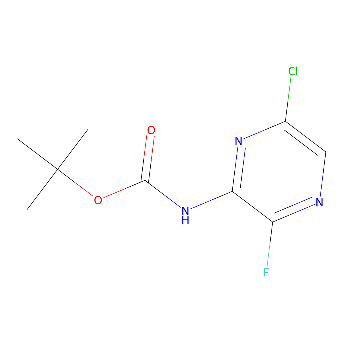 tert-Butyl (6-chloro-3-fluoropyrazin-2-yl)carbamate molecular structure, CAS 2639836-52-3