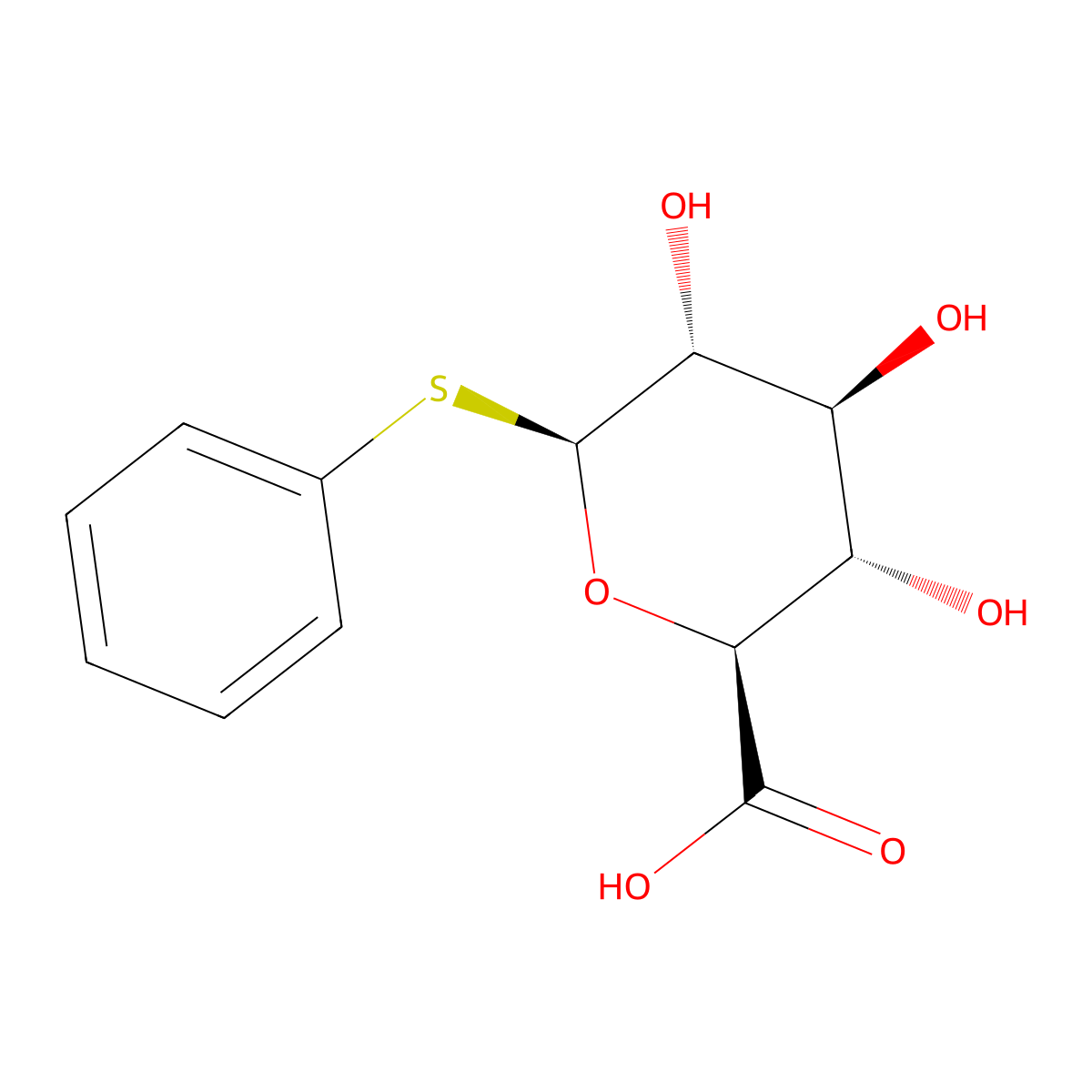 Phenyl 1-thio-beta-D-glucopyranosiduronic acid molecular structure, CAS 26399-82-6
