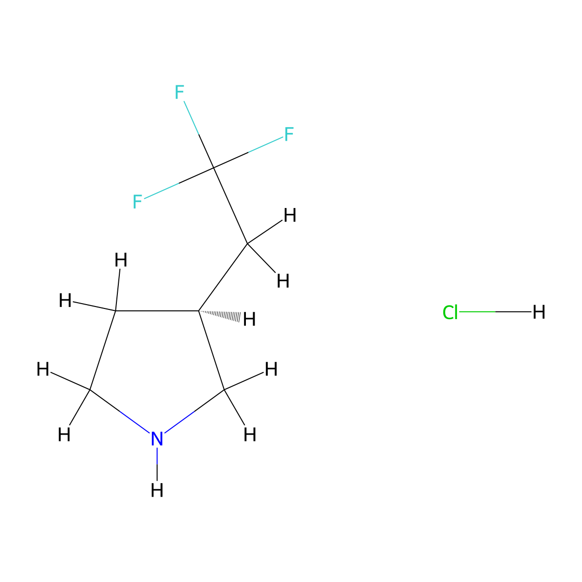 (3S)-3-(2,2,2-trifluoroethyl)pyrrolidine;hydrochloride molecular structure, CAS 2639960-45-3