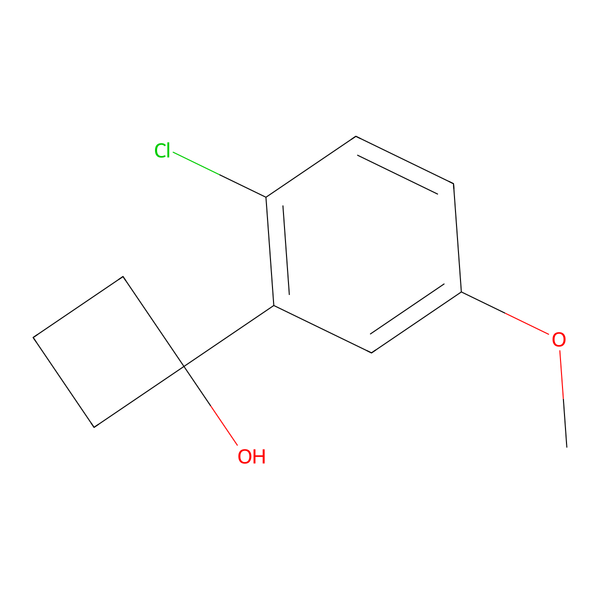 1-(2-Chloro-5-methoxyphenyl)cyclobutanol molecular structure, CAS 2640025-81-4