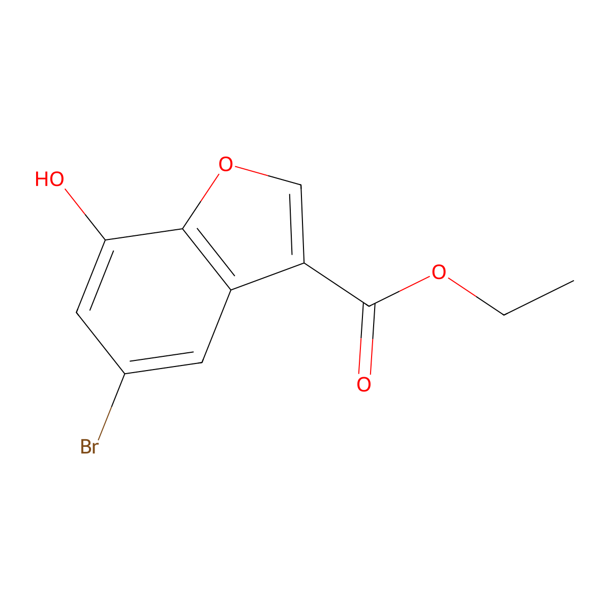 Ethyl 5-bromo-7-hydroxybenzofuran-3-carboxylate molecular structure, CAS 2640065-80-9
