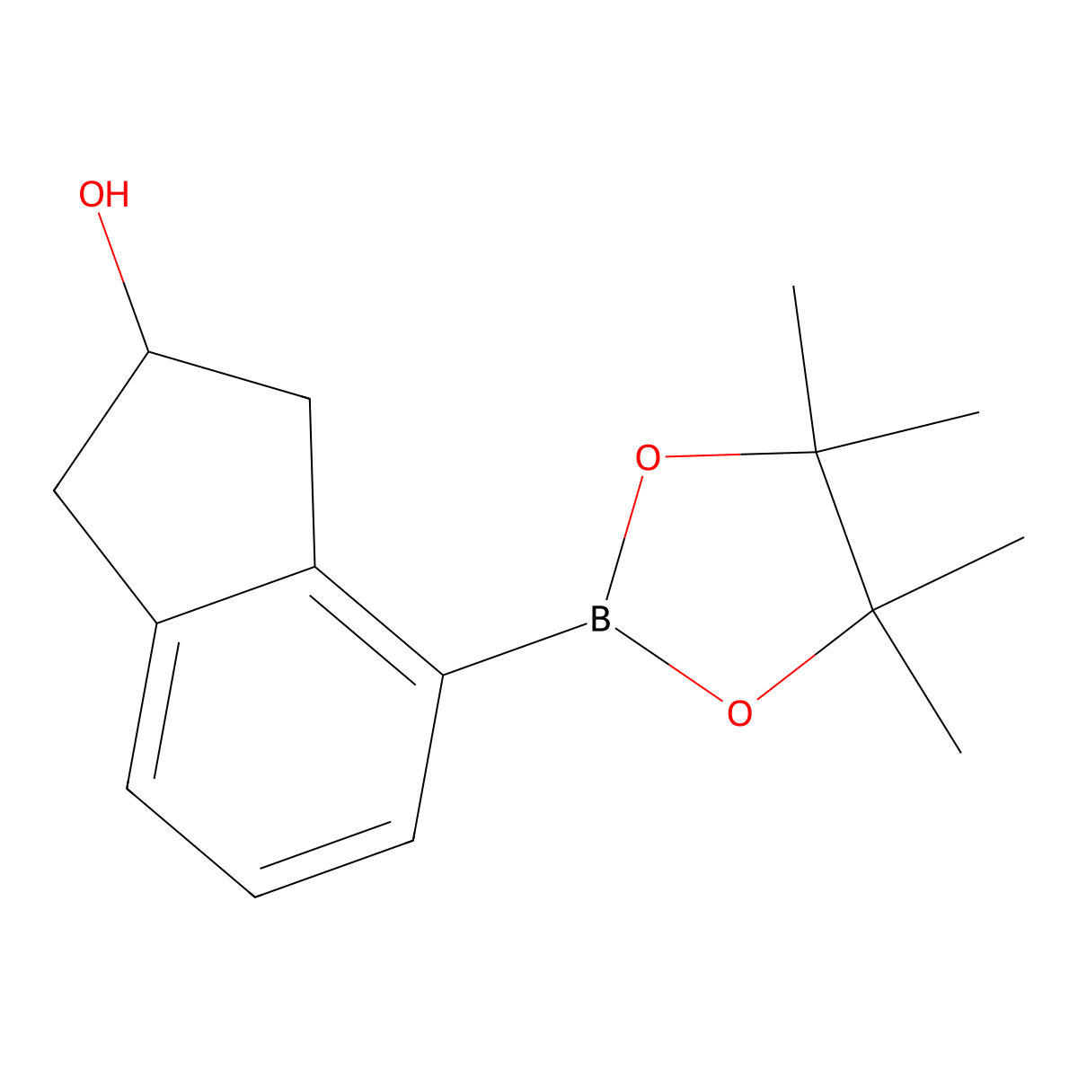 4-(4,4,5,5-Tetramethyl-1,3,2-dioxaborolan-2-yl)-2,3-dihydro-1H-inden-2-ol molecular structure, CAS 2640092-12-0