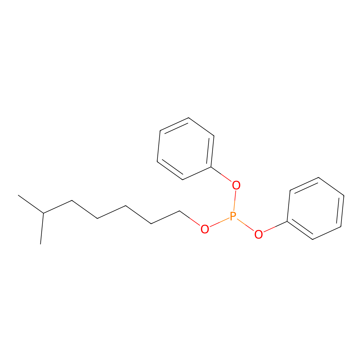 Isooctyl diphenyl phosphite molecular structure, CAS 26401-27-4