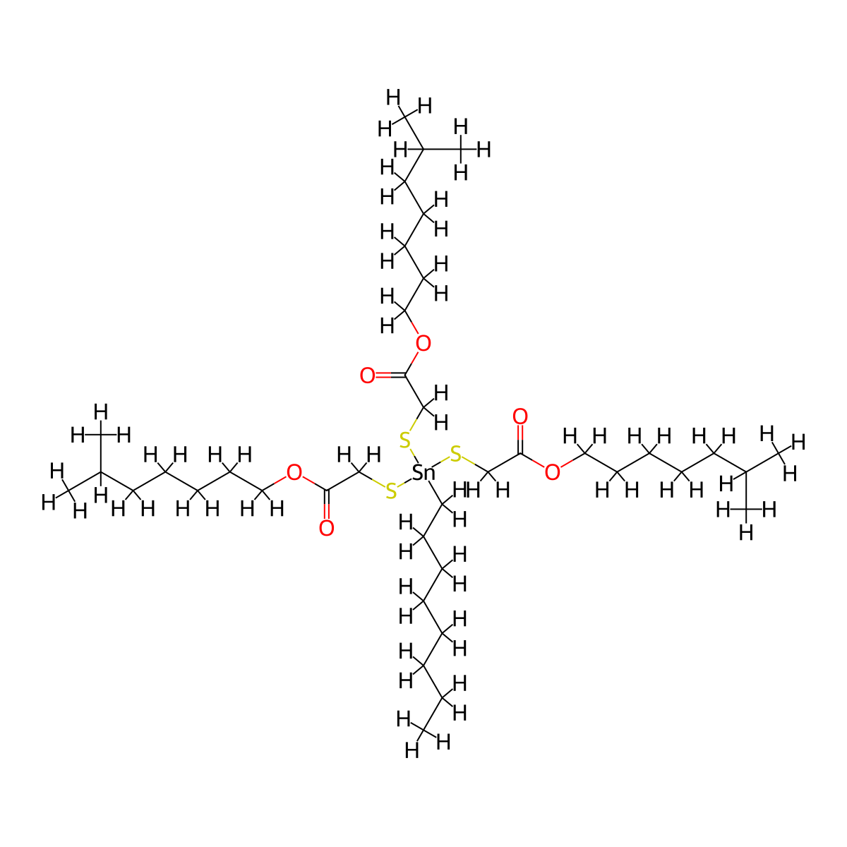 Triisooctyl 2,2',2''-((octylstannylidyne)tris(thio))triacetate molecular structure, CAS 26401-86-5