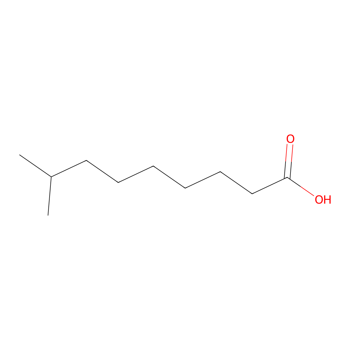 8-Methylnonanoic acid molecular structure, CAS 26403-17-8