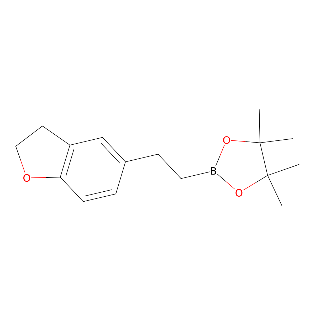 2-[2-(2,3-Dihydro-1-benzofuran-5-yl)ethyl]-4,4,5,5-tetramethyl-1,3,2-dioxaborolane molecular structure, CAS 2640380-97-6