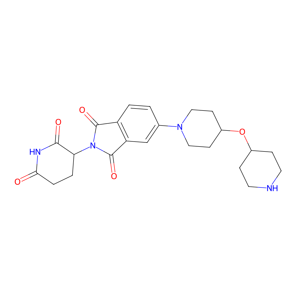 2-(2,6-Dioxopiperidin-3-yl)-5-(4-(piperidin-4-yloxy)piperidin-1-yl)isoindoline-1,3-dione molecular structure, CAS 2640388-21-0