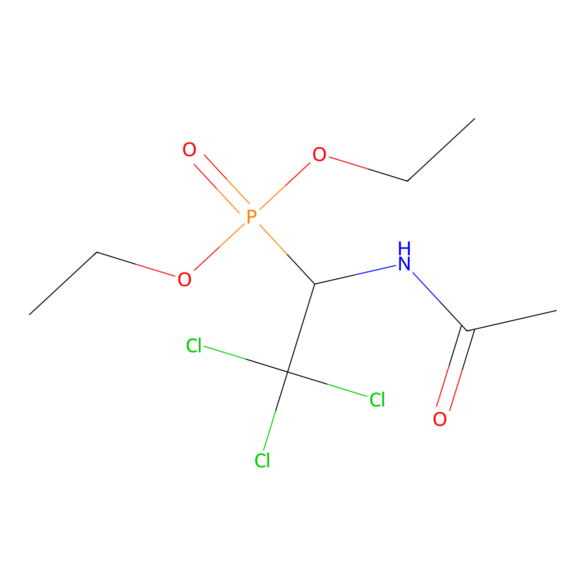 (1-Acetylamino-2,2,2-trichloro-ethyl)-phosphonic acid diethyl ester molecular structure, CAS 26404-47-7