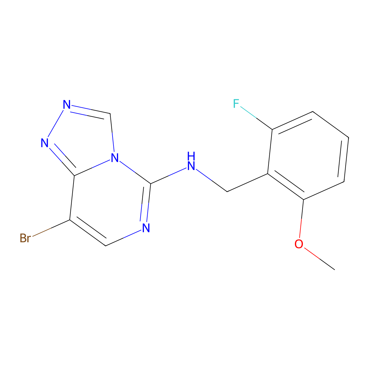 8-bromo-N-[(2-fluoro-6-methoxyphenyl)methyl]-[1,2,4]triazolo[4,3-c]pyrimidin-5-amine molecular structure, CAS 2640478-65-3
