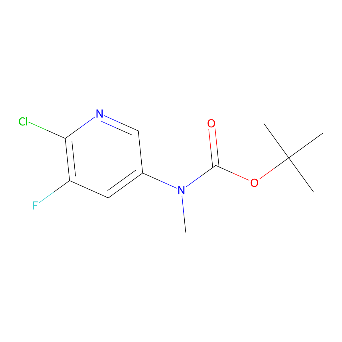 tert-butyl N-(6-chloro-5-fluoropyridin-3-yl)-N-methylcarbamate molecular structure, CAS 2640485-96-5