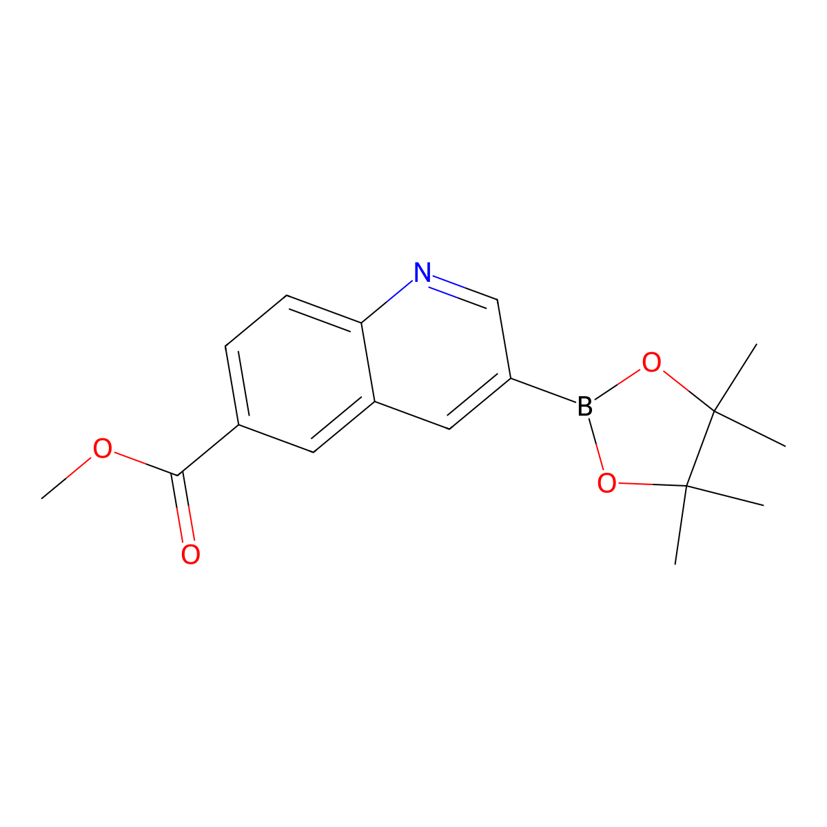 Methyl 3-(4,4,5,5-tetramethyl-1,3,2-dioxaborolan-2-yl)quinoline-6-carboxylate molecular structure, CAS 2640496-82-6