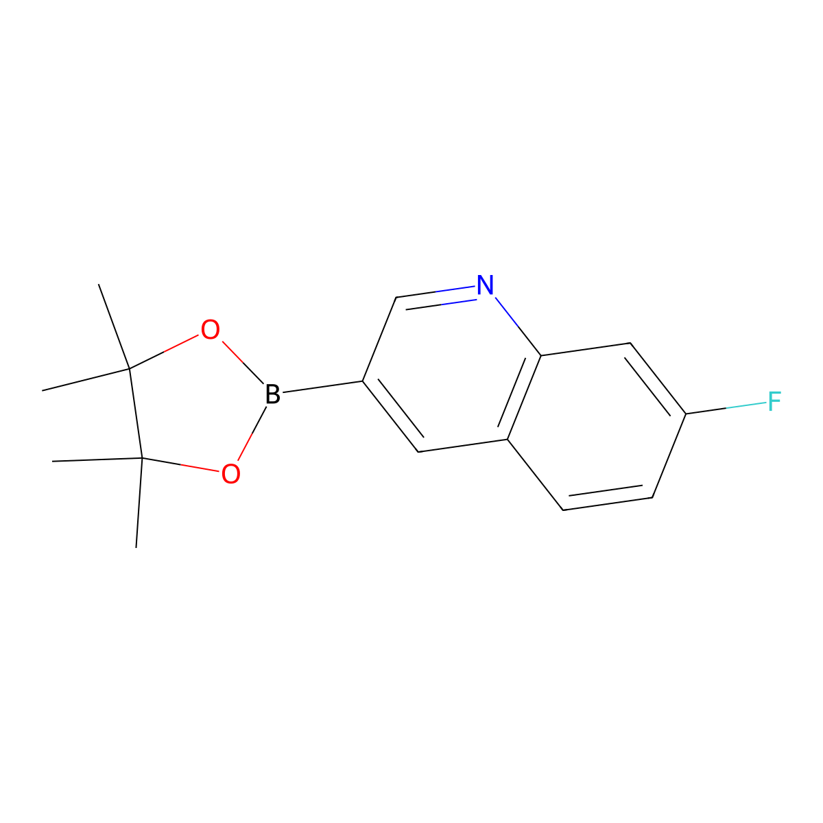 7-Fluoro-3-(4,4,5,5-tetramethyl-1,3,2-dioxaborolan-2-yl)quinoline molecular structure, CAS 2640496-85-9