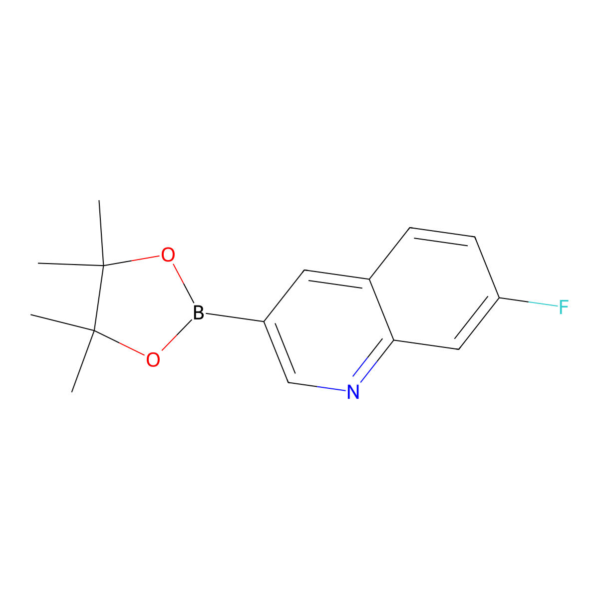 7-Fluoro-3-(4,4,5,5-tetramethyl-1,3,2-dioxaborolan-2-yl)quinoline molecular structure, CAS 2640496-85-9