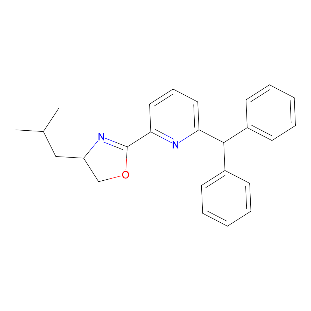 (S)-2-(6-Benzhydrylpyridin-2-yl)-4-isobutyl-4,5-dihydrooxazole molecular structure, CAS 2640520-00-7