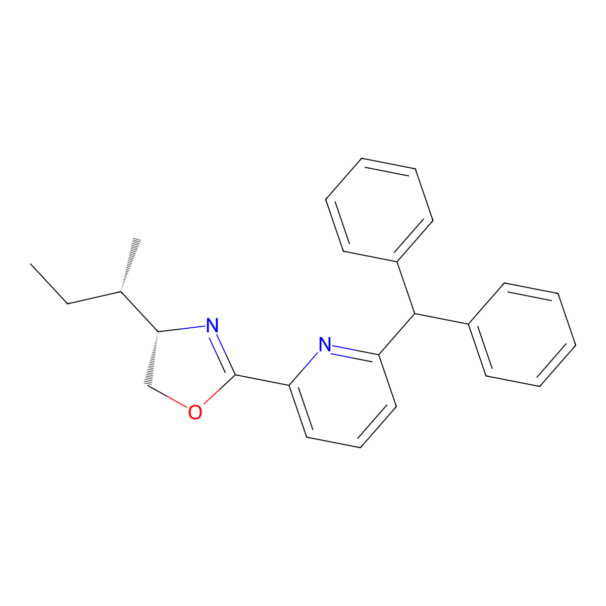 (S)-2-(6-Benzhydrylpyridin-2-yl)-4-((S)-sec-butyl)-4,5-dihydrooxazole molecular structure, CAS 2640520-01-8