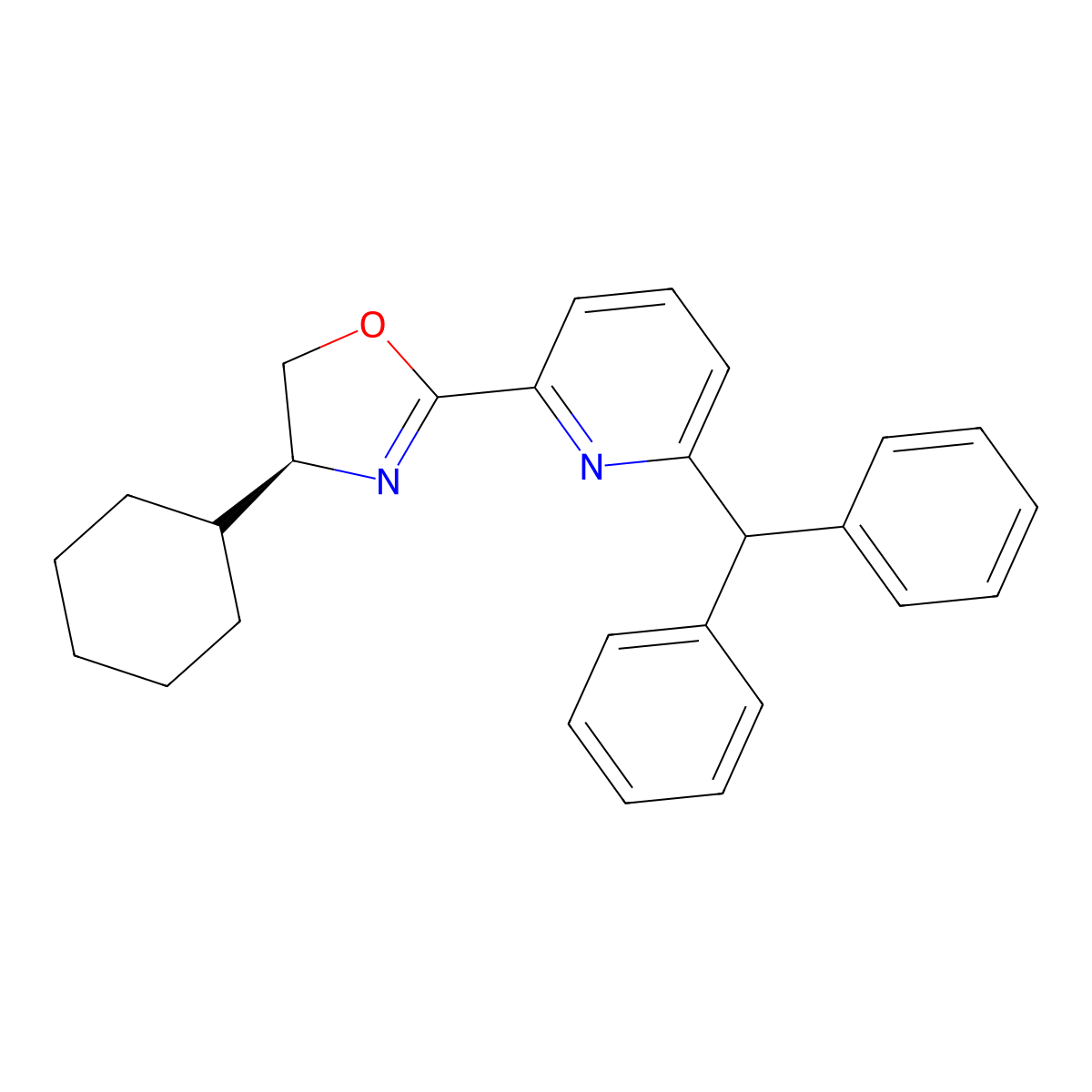 (S)-2-(6-Benzhydrylpyridin-2-yl)-4-cyclohexyl-4,5-dihydrooxazole molecular structure, CAS 2640520-02-9