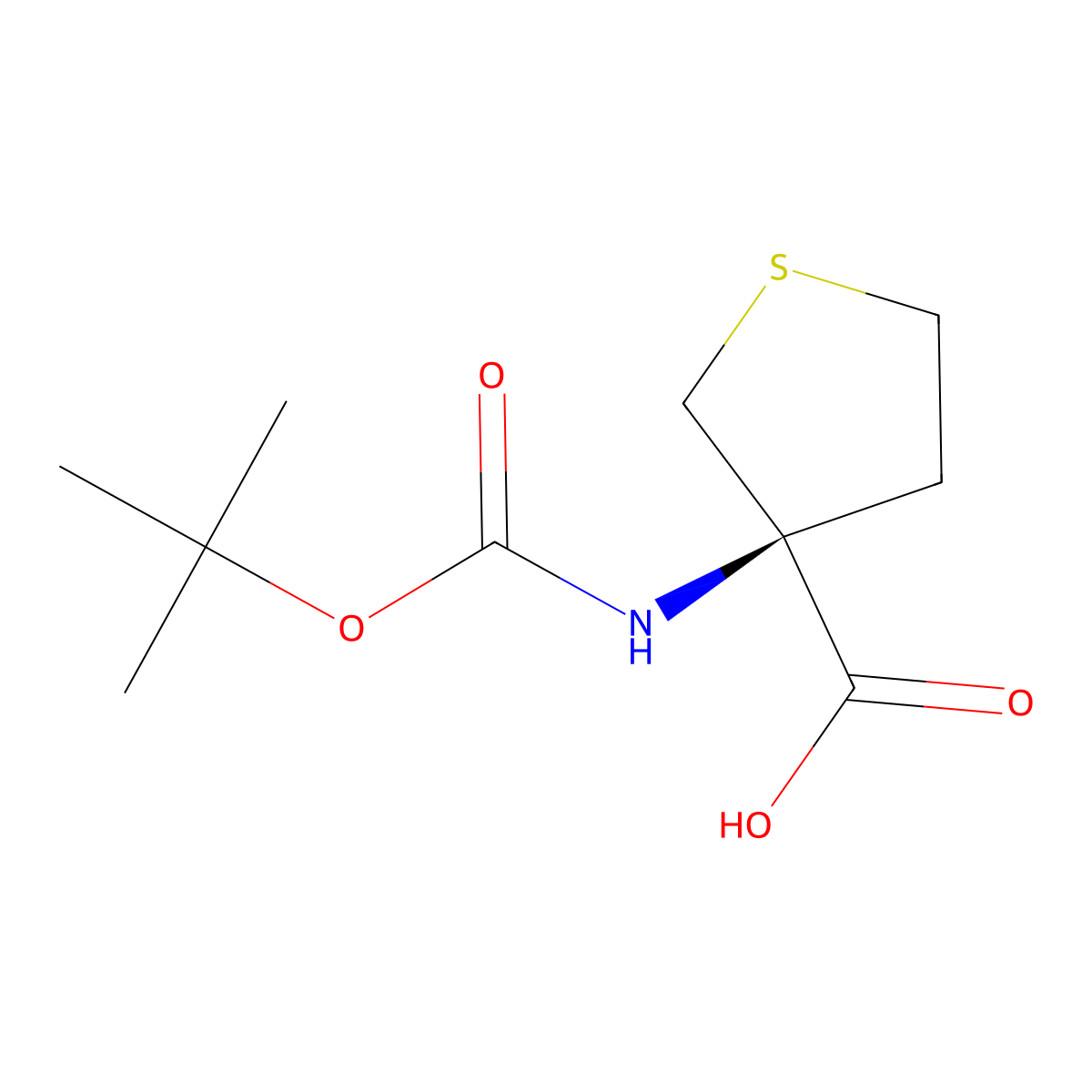 (S)-3-((tert-Butoxycarbonyl)amino)tetrahydrothiophene-3-carboxylic acid molecular structure, CAS 2640556-27-8