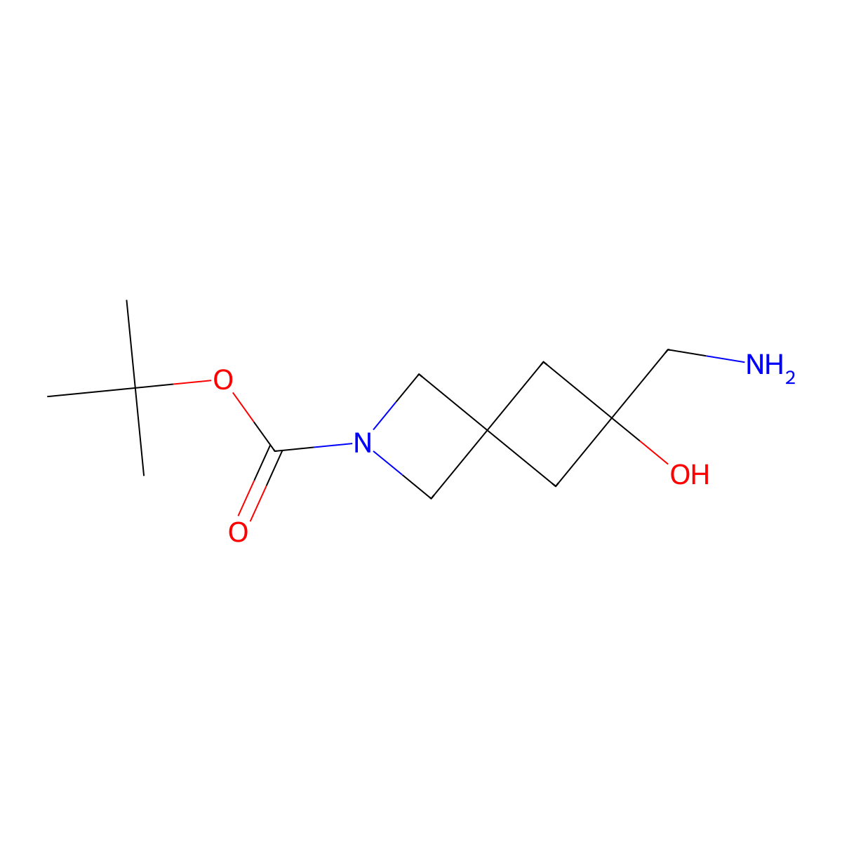 Tert-butyl 6-(aminomethyl)-6-hydroxy-2-azaspiro[3.3]heptane-2-carboxylate molecular structure, CAS 2640570-69-8
