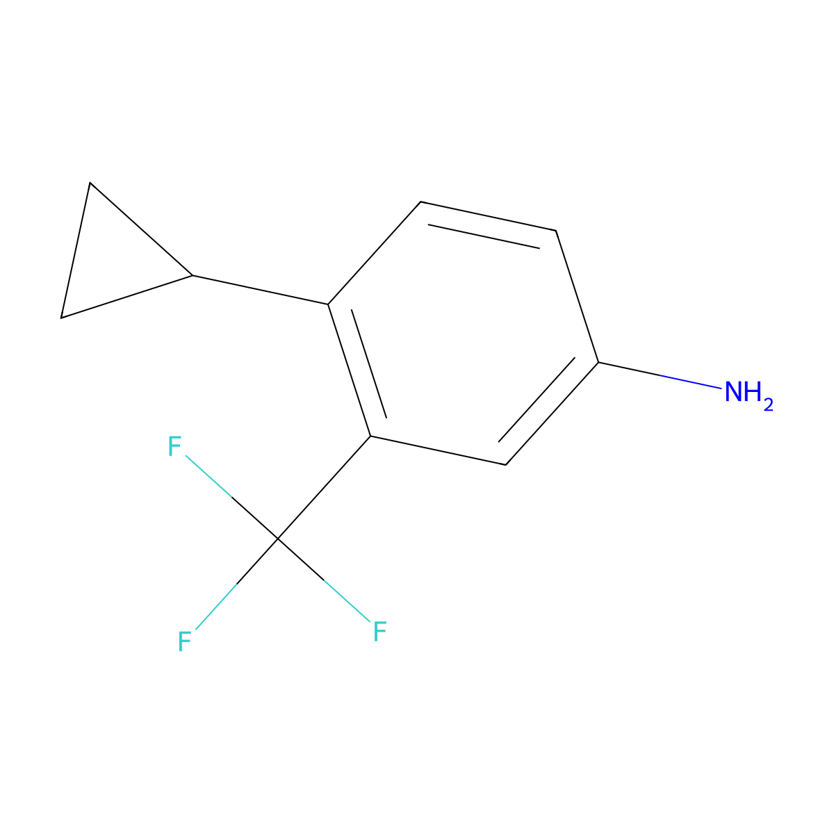4-Cyclopropyl-3-(trifluoromethyl)aniline molecular structure, CAS 2640640-21-5