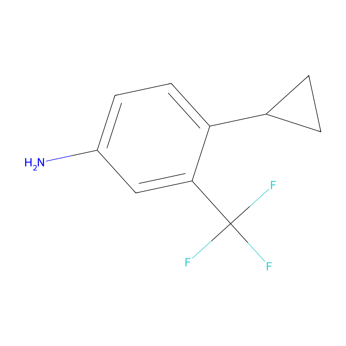 4-Cyclopropyl-3-(trifluoromethyl)aniline molecular structure, CAS 2640640-21-5