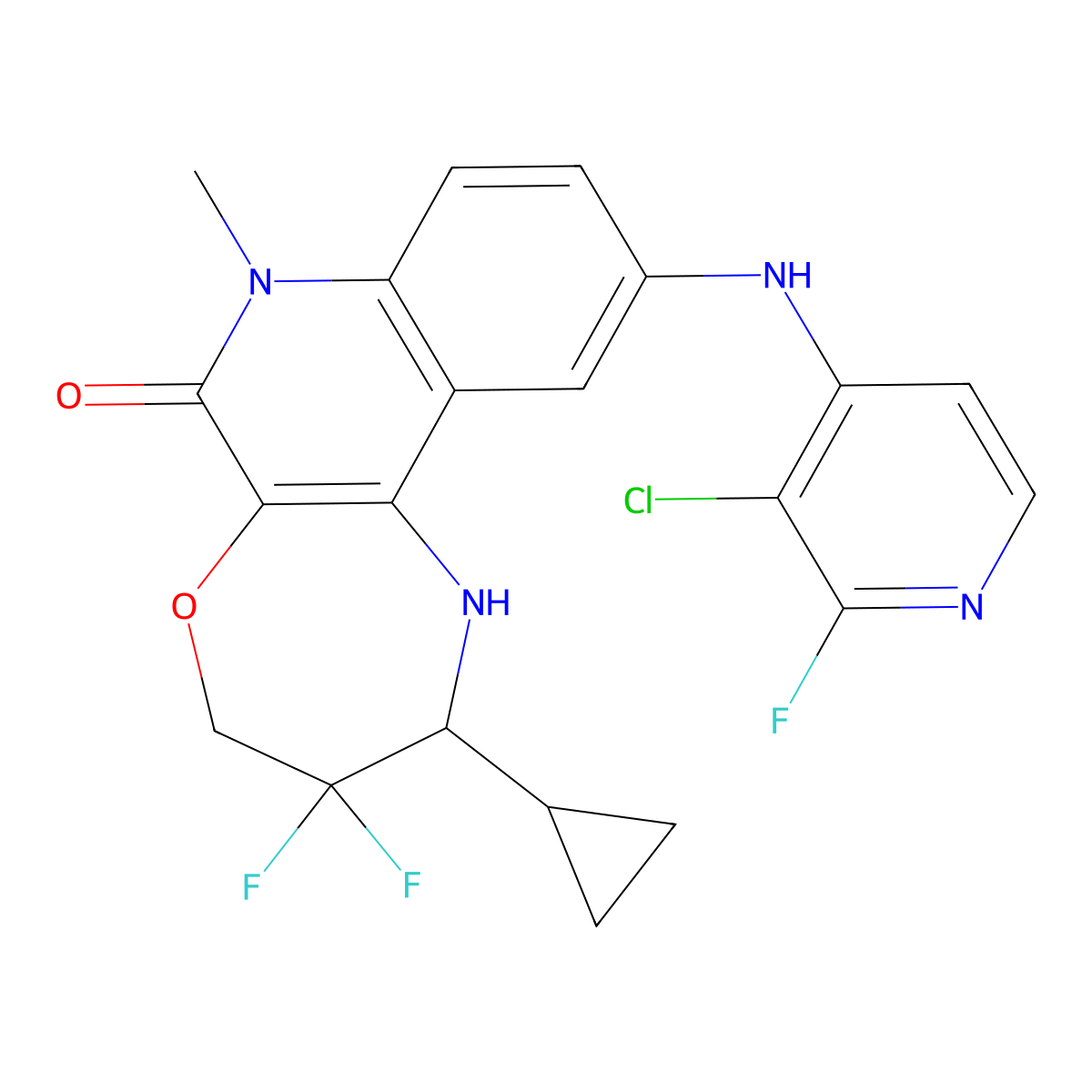 (2S)-10-[(3-chloro-2-fluoro-4-pyridinyl)amino]-2-cyclopropyl-3,3-difluoro-7-methyl-2,4-dihydro-1H-[1,4]oxazepino[2,3-c]quinolin-6-one molecular structure, CAS 2640647-90-9
