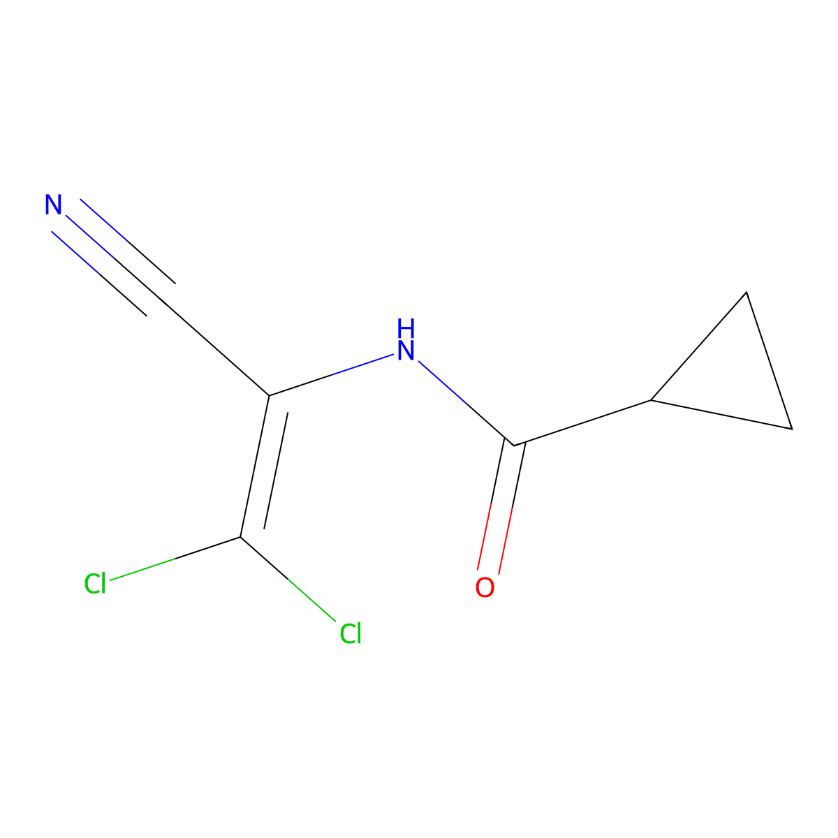 N-(2,2-dichloro-1-cyanoeth-1-en-1-yl)cyclopropanecarboxamide molecular structure, CAS 2640721-85-1